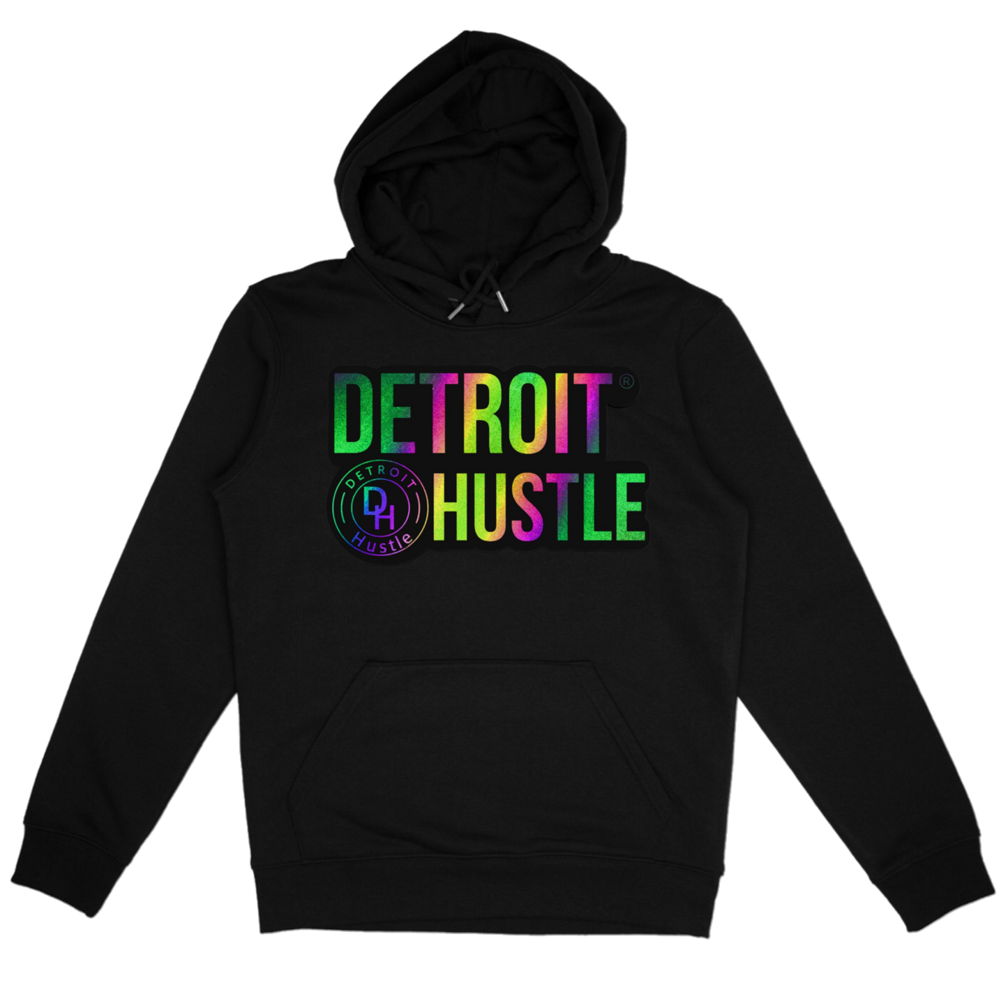 “Black HOLOGRAPHIC REFLECTIVE” DETROIT HUSTLE hoodie