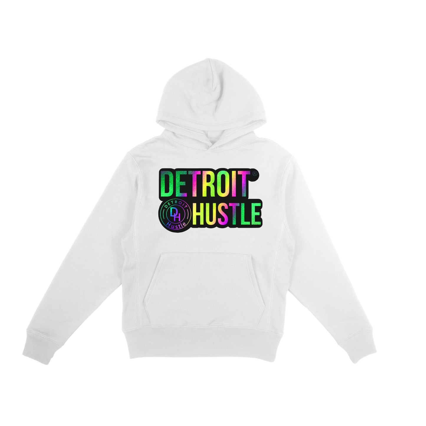 (YOUTH) “White HOLOGRAPHIC REFLECTIVE” DETROIT HUSTLE hoodie