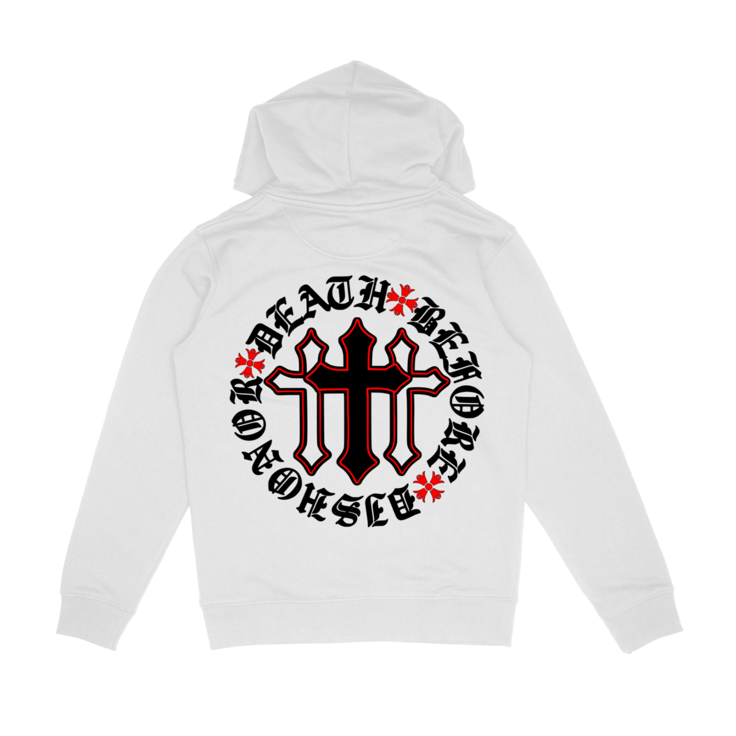 White “CROSS” DEATH B4 DISHONOR HOODIE