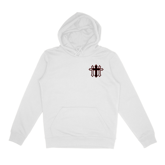 White “CROSS” DEATH B4 DISHONOR HOODIE