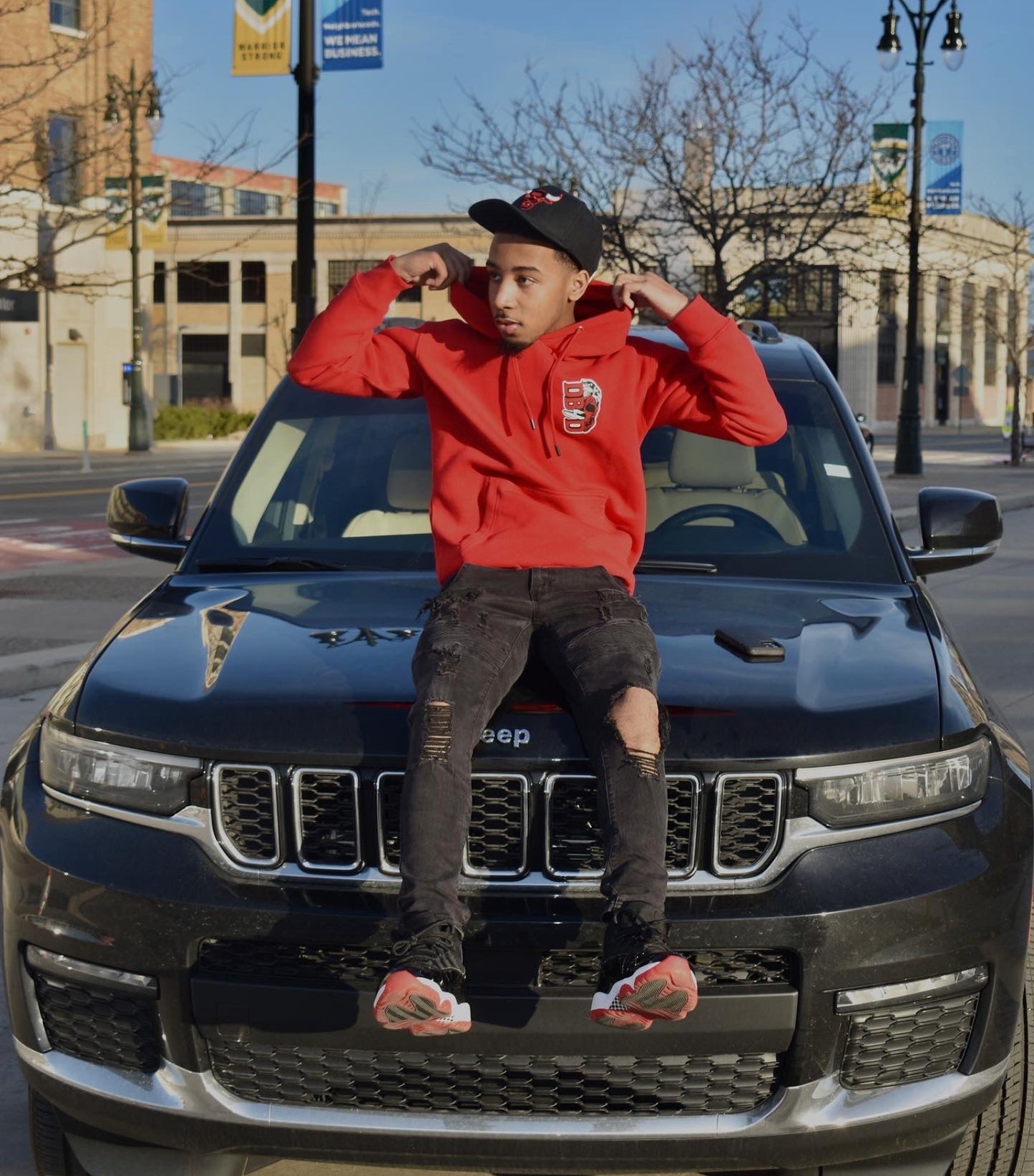 “Cardinal red” Death B4 Dishonor hoodie