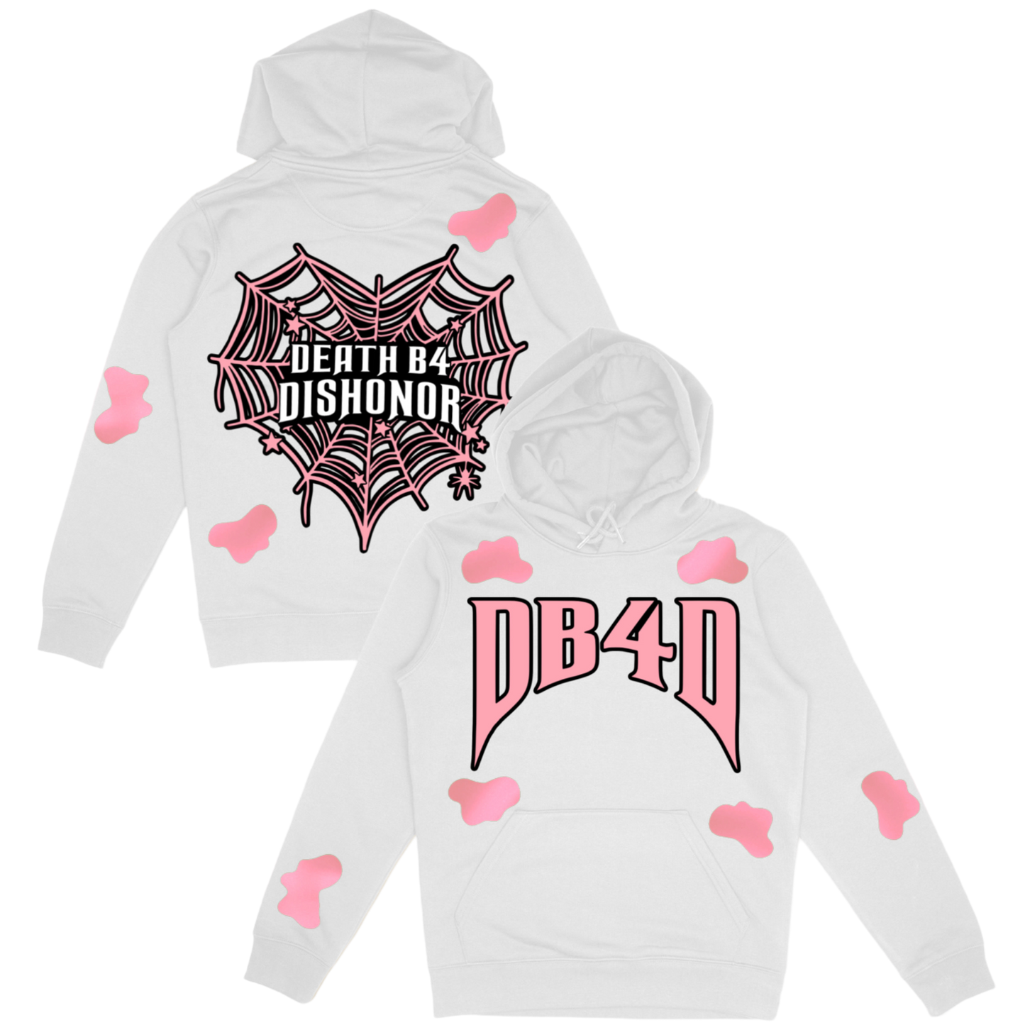 “PINK WEB” DEATH B4 DISHONOR SATIN HOODIE