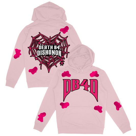 “PINK WEB” DEATH B4 DISHONOR SATIN HOODIE