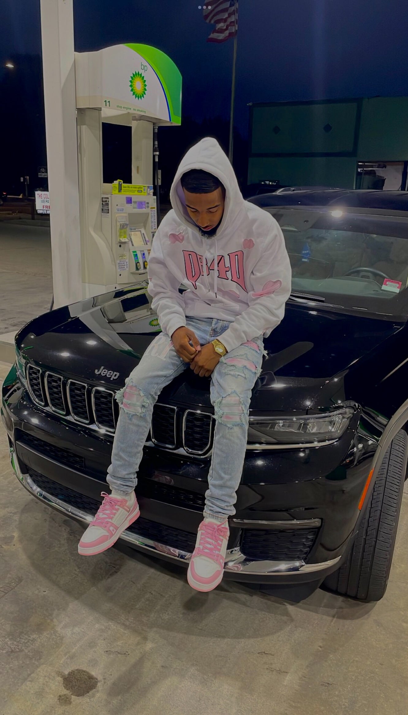 “PINK WEB” DEATH B4 DISHONOR SATIN HOODIE