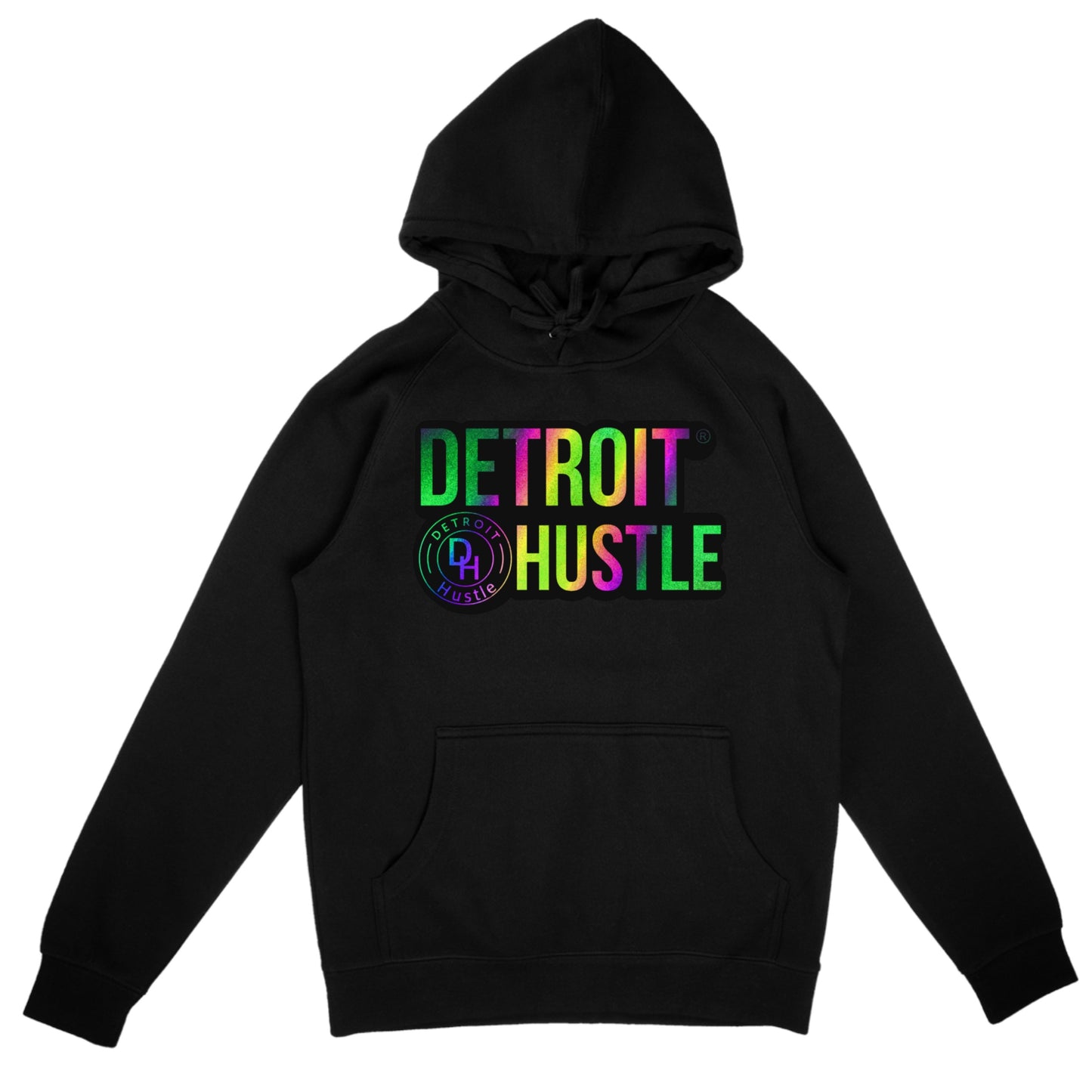 “Black HOLOGRAPHIC REFLECTIVE” DETROIT HUSTLE hoodie