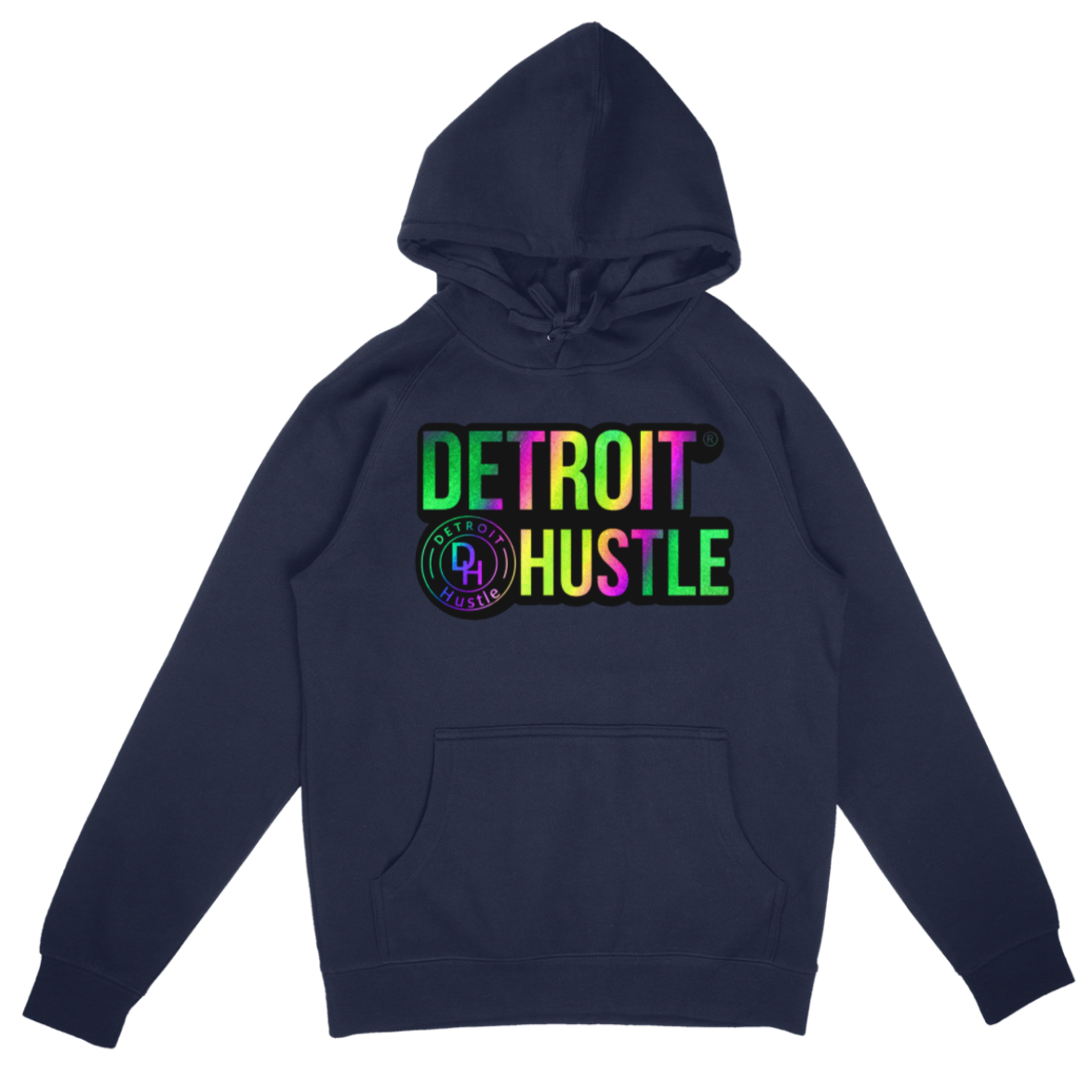 “Navy HOLOGRAPHIC REFLECTIVE” DETROIT HUSTLE hoodie